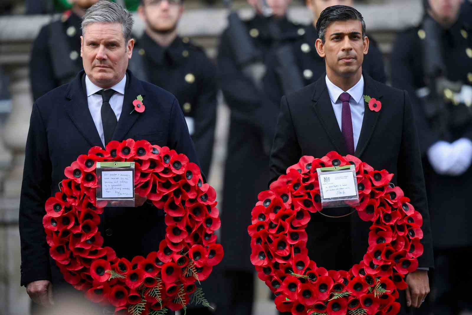 abour Party leader Keir Starmer and Prime Minister Rishi Sunak attend the Remembrance Sunday ceremony at the Cenotaph on Whitehall on November 13, 2022 in London, England (Toby Melville - WPA Pool/Getty Images)
