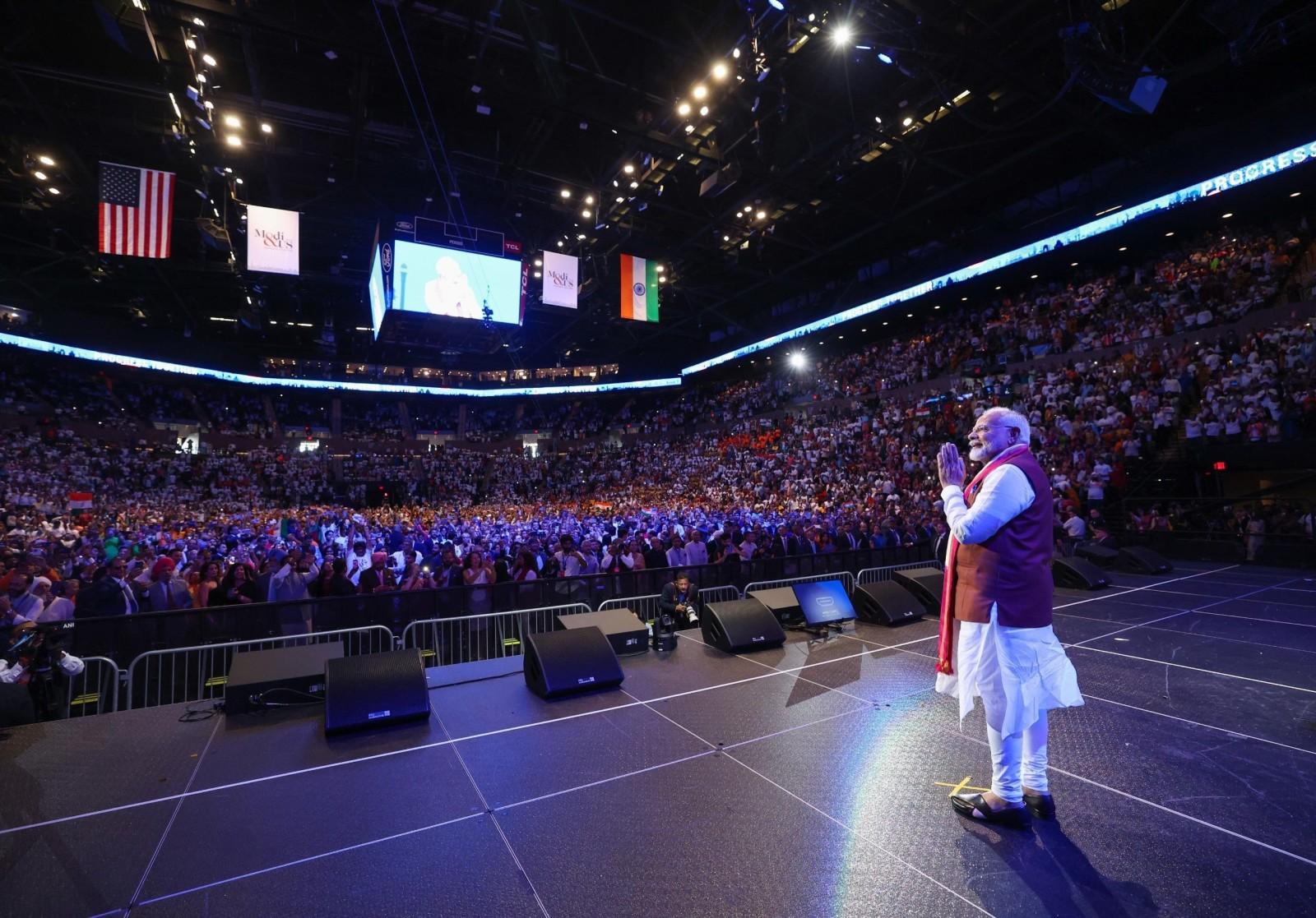 Narendra Modi at Nassau Coliseum (Narendra Modi X account)