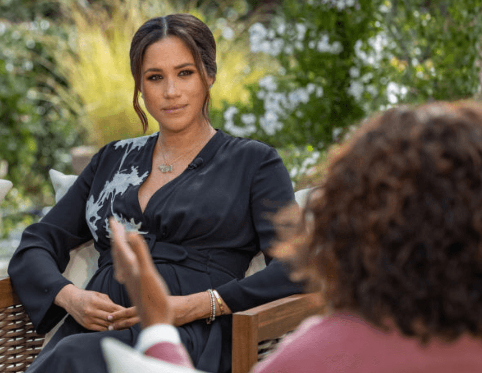 Oprah Winfrey interviews Prince Harry and Meghan Markle (Photo by Harpo Productions / Joe Pugliese via Getty Images)