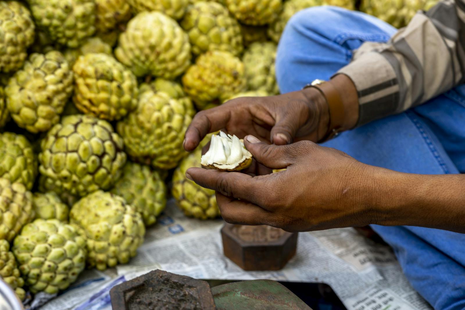 Custard apples sold in Mumbai, India (Godong/Universal Images Group via Getty Images)