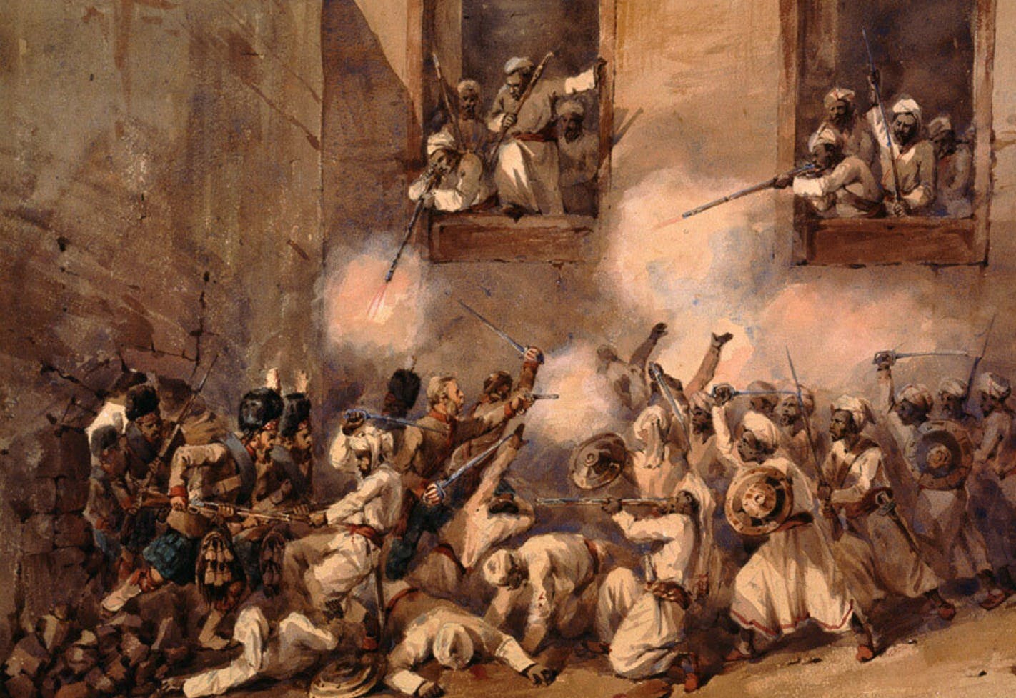 A battle at Lucknow during the Sepoy Rebellion of 1857 (National Army Museum)